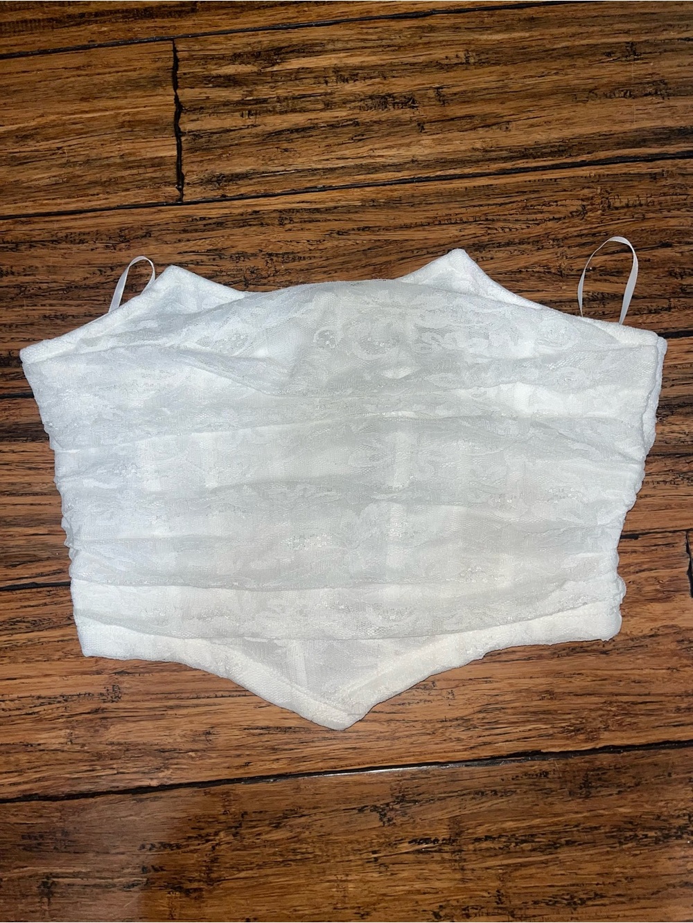 White Lace Corset Strapless Crop Top